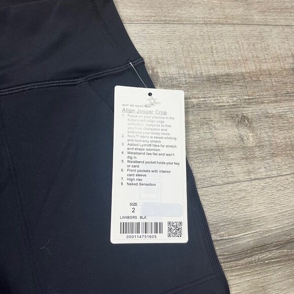 Lululemon Athletic Align HR Jogger Pants Crop Black NWT Women’s Size 2 - Picture 7 of 7